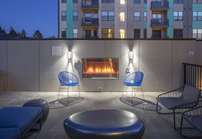 Roof area with fireplace